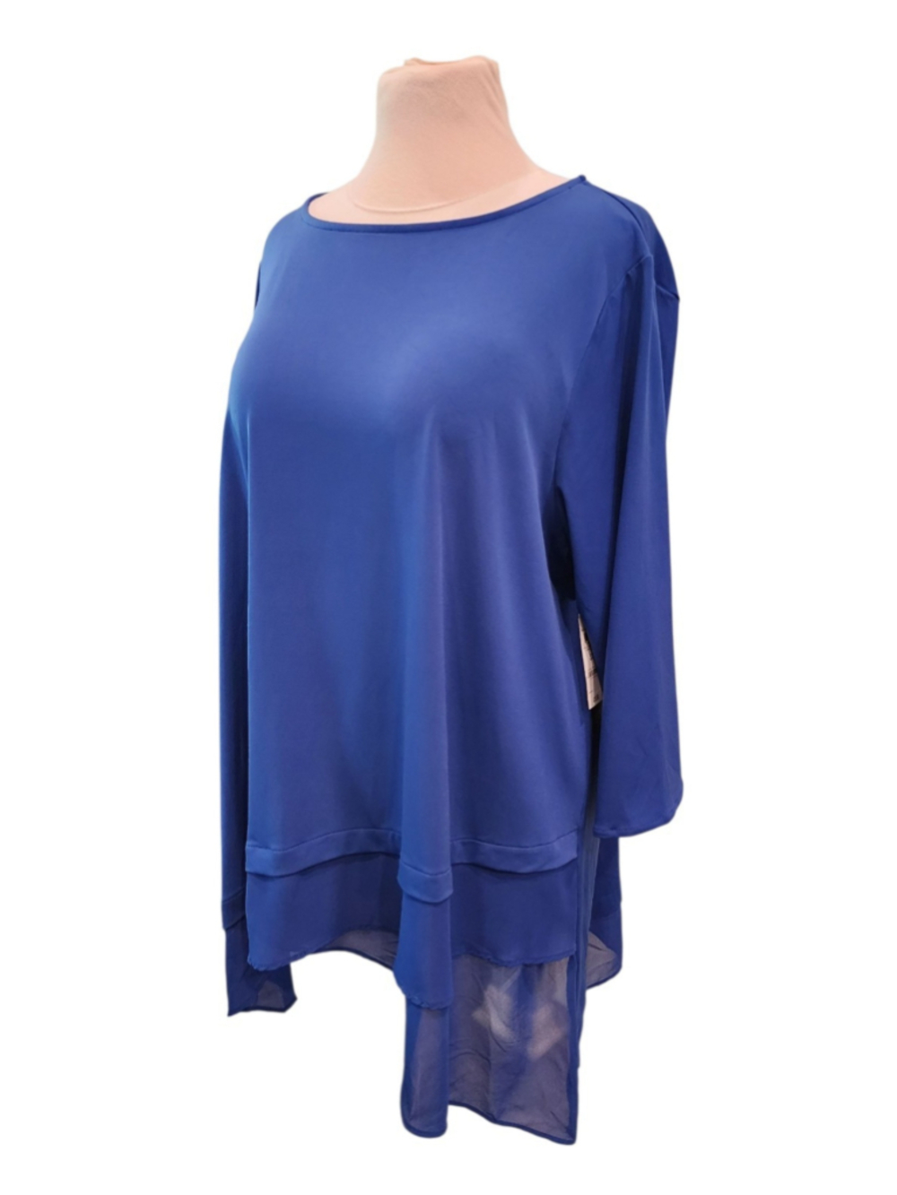 Alfani Elements 3X Cobalt Blue Asymmetric Tunic Top 3/4 Sleeve Plus Size NWT - Picture 4 of 14